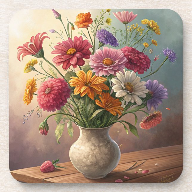 Flowers in vase coaster (Front)