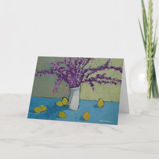 Flowers in Vase Greeting Card . Flowers & Lemons (Front)