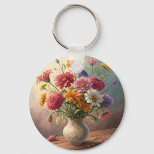 Flowers in vase key ring