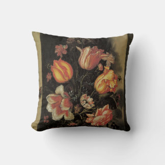 Flowers in Vase, Vintage Baroque Floral Still Life Cushion