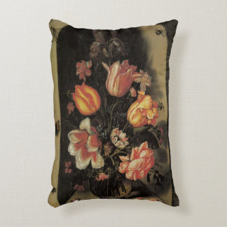 Flowers in Vase, Vintage Baroque Floral Still Life Decorative Cushion