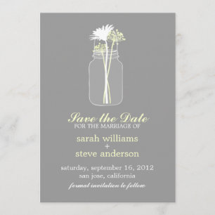 Flowers in Vintage Mason Jar Wedding Save the Date