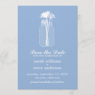 Flowers in Vintage Mason Jar Wedding Save the Date