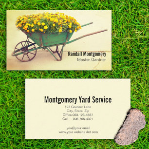 Flowers In Vintage Wheelbarrow Gardner Occupation  Business Card
