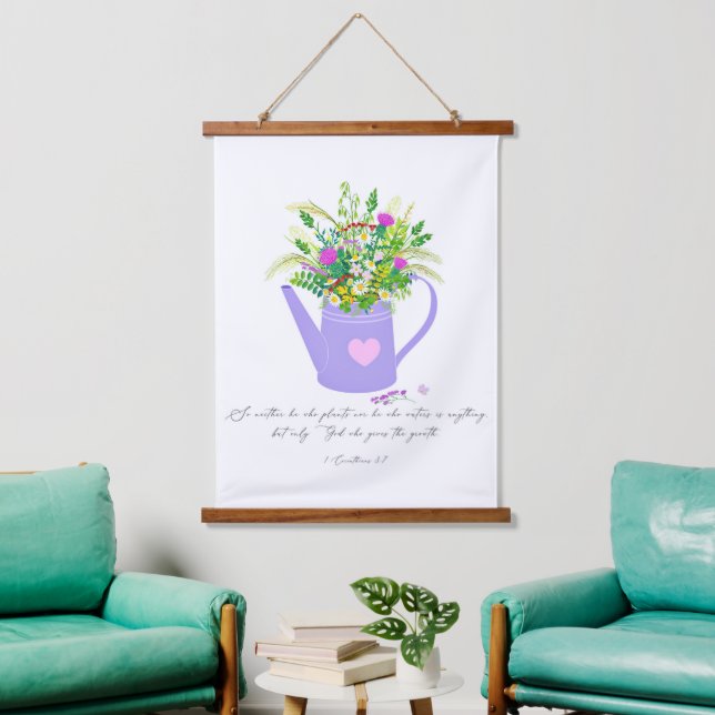 Flowers in water can God gives the growth  Hanging Tapestry (Living Room)