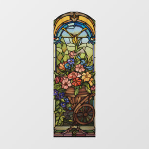 Flowers in Wheelbarrow Privacy Window Cling
