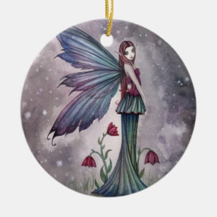Flowers in Winter Fairy Fantasy Art Ceramic Tree Decoration