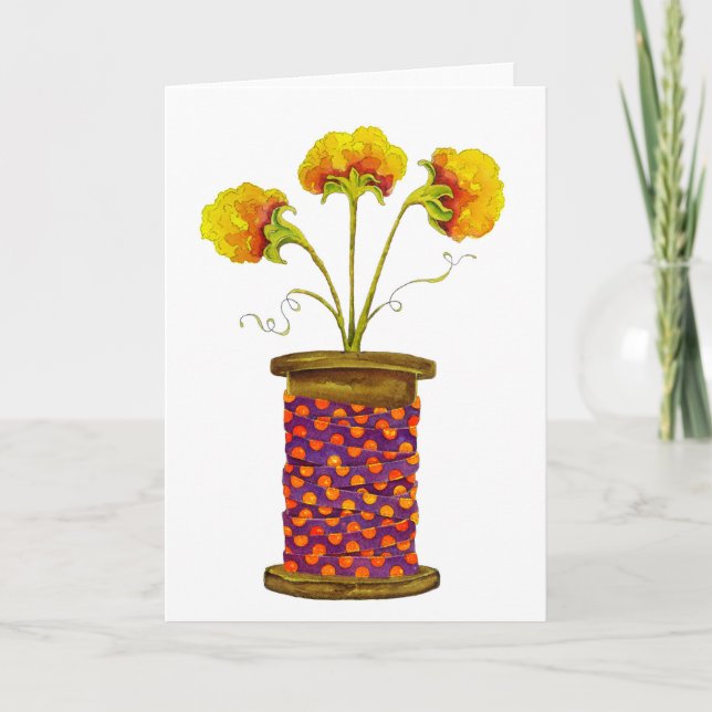 Flowers in Wooden Spool Card (Front)