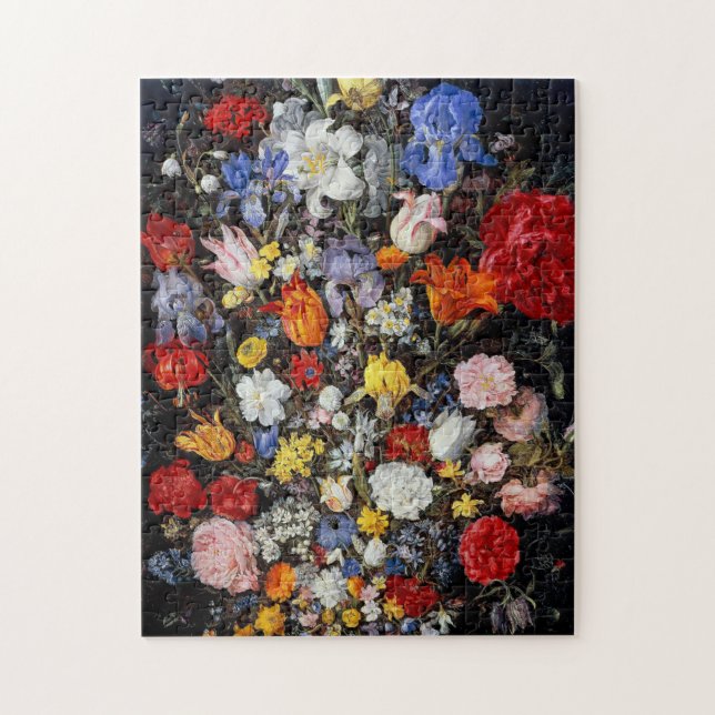 Flowers in Wooden Vessel, Jan Brueghel the Elder Jigsaw Puzzle (Vertical)