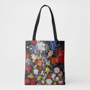 Flowers in Wooden Vessel, Jan Brueghel the Elder Tote Bag