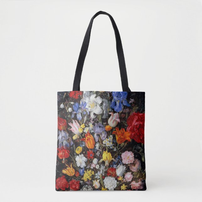 Flowers in Wooden Vessel, Jan Brueghel the Elder Tote Bag (Front)