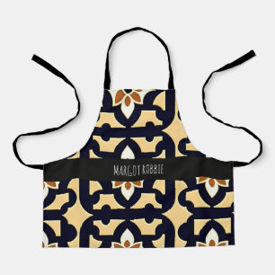 Flowers Isometric Orange Beige Botanical Pattern Apron