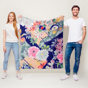 Flowers, Japanese Design Fleece Blanket