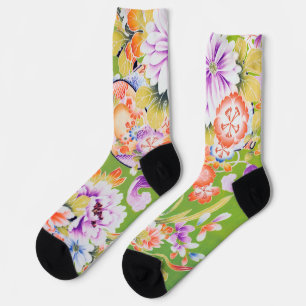 Flowers, Japanese Floral Design Socks