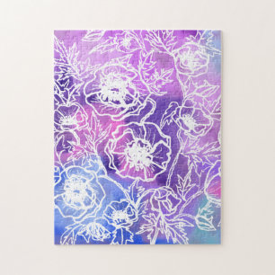 Flowers Jigsaw Puzzle Purple Floral Painting