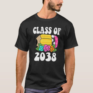 Flowers Kids Back To School Class of 2038 PreK Pen T-Shirt