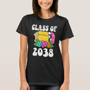 Flowers Kids Back To School Class of 2038 PreK Pen T-Shirt