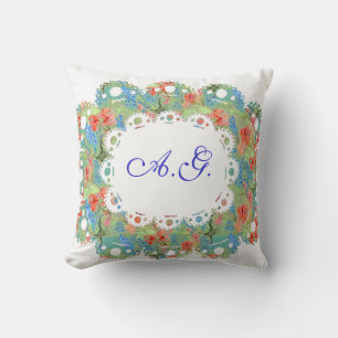 Flowers, Lace and Monogramm Pillow