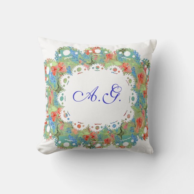 Flowers, Lace and Monogramm Pillow (Front)
