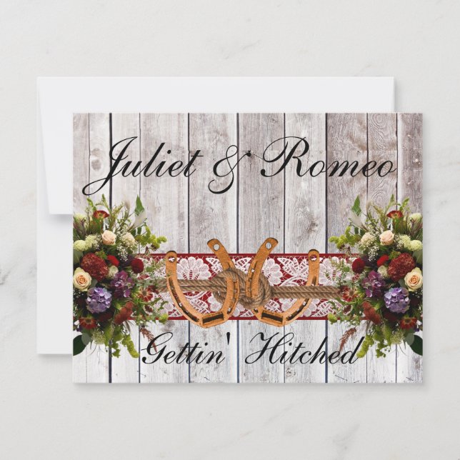 Flowers, Lace & Horseshoes, Red Ribbon Wedding (Front)