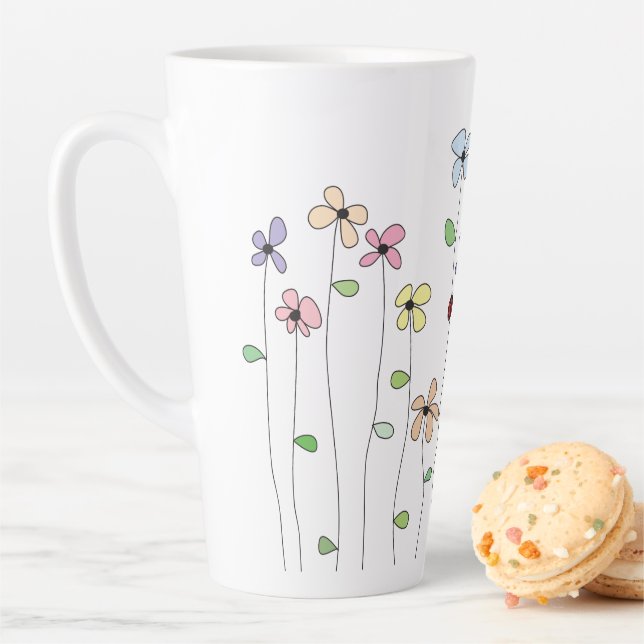 Flowers & Ladybug Latte Mug (In Situ)