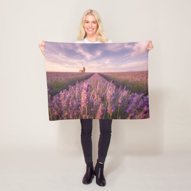 Flowers | Lavender Southern France Fleece Blanket (In Situ)