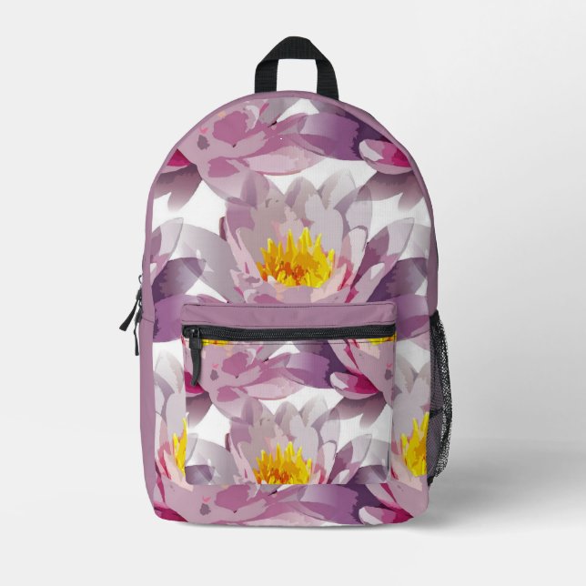 Flowers Lavender White Backpack (Front)