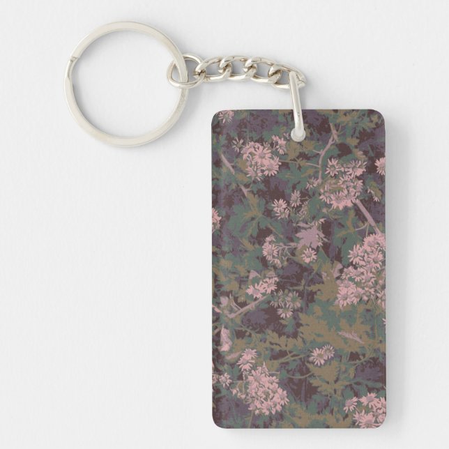 Flowers, leafs, and camouflage key ring (Front)