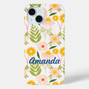 Flowers & Leaves Garden Pattern iPhone 15 Case