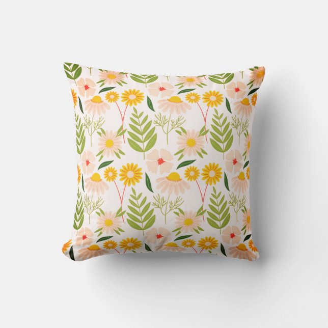 Flowers & Leaves Garden Pattern Cushion (Front)