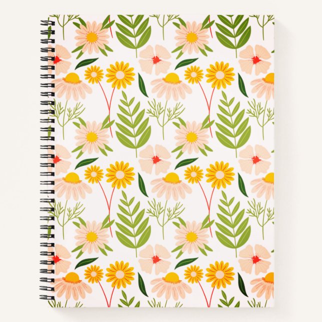 Flowers & Leaves Garden Pattern Notebook (Front)