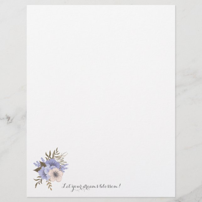 Flowers, Let Your Dreams Blossom! Stationery Custom Letterhead (Front)