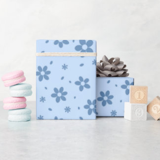 Flowers Light Blue pattern Wrapping Paper