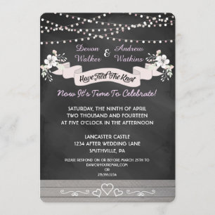 Flowers & Lights Chalkboard Post Wedding Invite