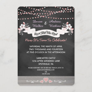 Flowers & Lights Chalkboard Post Wedding Invite