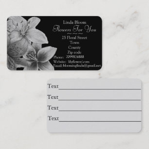 flowers Lilies black and white art design florists Business Card