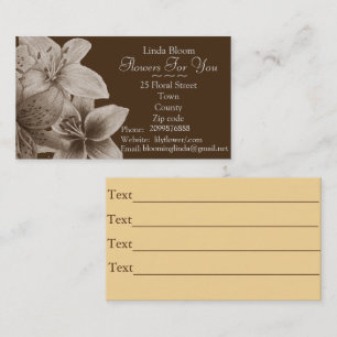 flowers Lilies original sepia art design florists Business Card