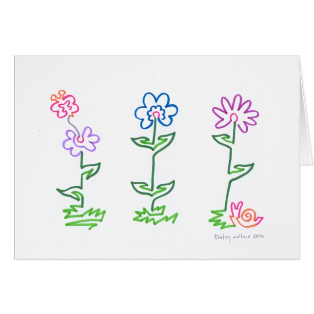 Flowers Line Art Card (Front Horizontal)