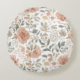 Flowers Line Pattern Rounded Pillowcase Round Cushion
