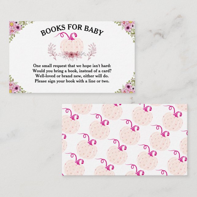 Flowers Little Pumpkin Baby Shower Books for Baby Enclosure Card (Front/Back)