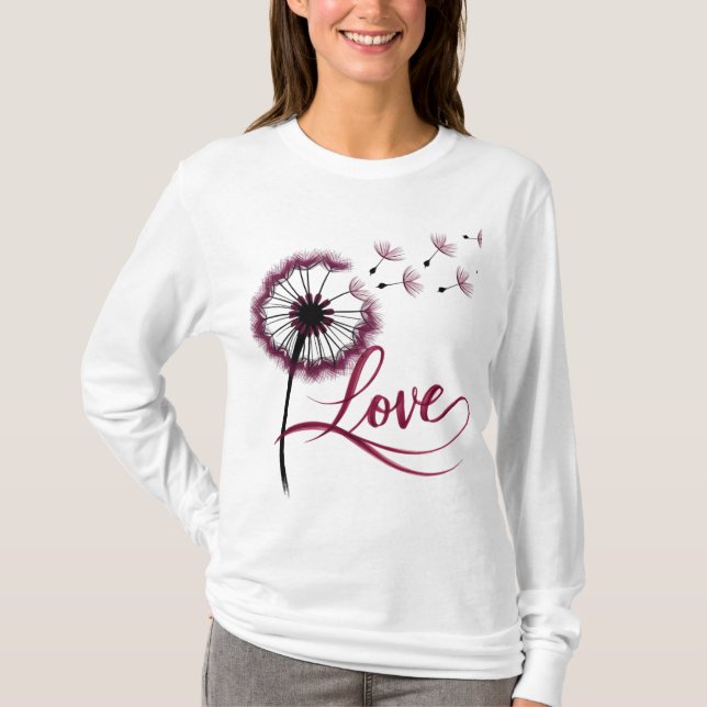 Flowers long sleev T-Shirt, Floral Tee (Front)
