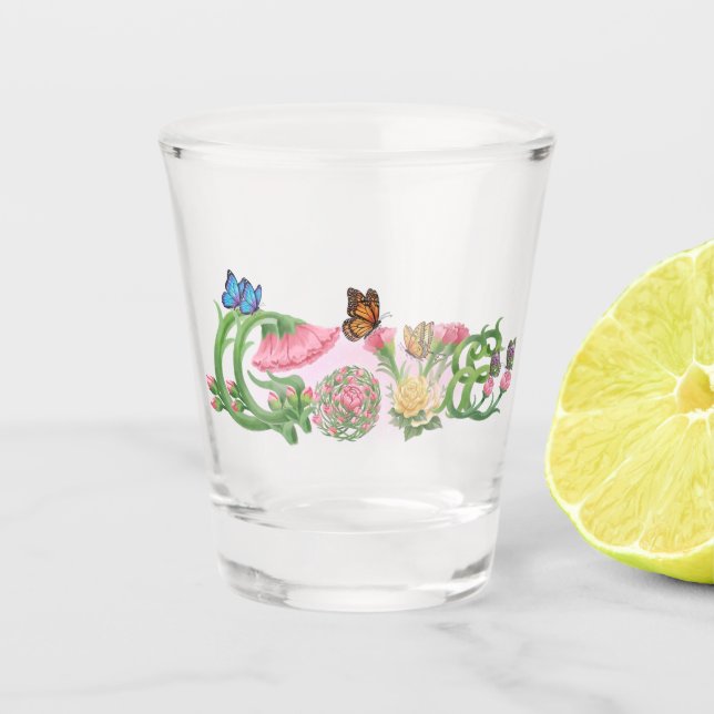 Flowers Love  Shot Glass (Front)