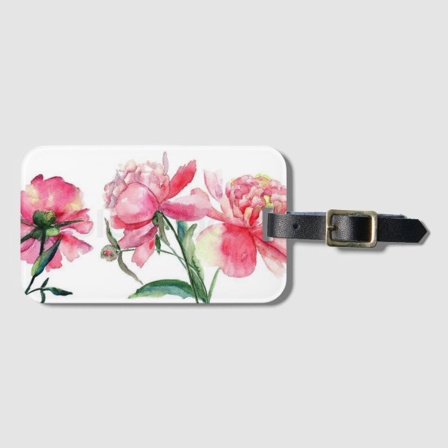 Flowers luggage tag with business card slot (Front Horizontal)