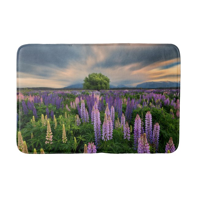 Flowers | Lupine Field in New Zealand Bath Mat (Front)