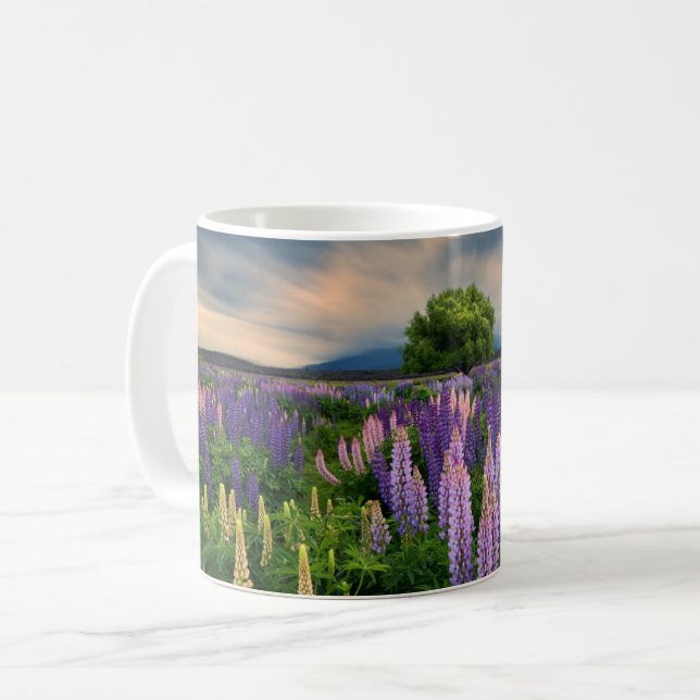 Flowers | Lupine Field in New Zealand Coffee Mug (Front Left)