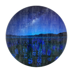Flowers   Lupines Blooming  at Night Lake Tekapo Cutting Board