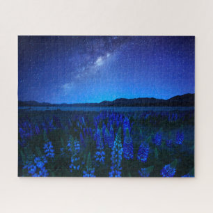 Flowers   Lupines Blooming  at Night Lake Tekapo Jigsaw Puzzle