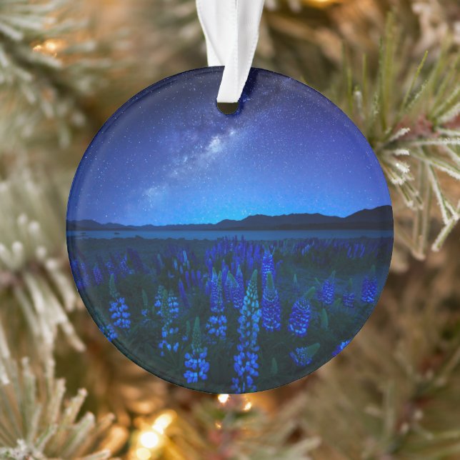 Flowers | Lupines Blooming  at Night Lake Tekapo Ornament (Tree)