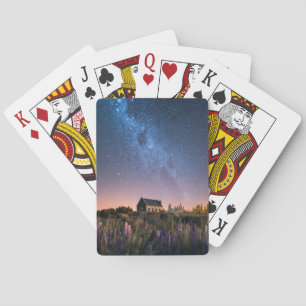 Flowers Lupines Blooming Lake Tekapo New Zealand Playing Cards