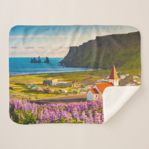 Flowers Lupines in Bloom Southern Iceland Sherpa Blanket